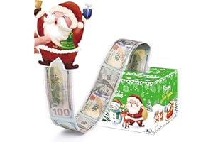 Meiidoshine Green Christmas Money Boxes for Cash Gift Pull, Surprise Money Holder Cash Gift for Kids Adults, DIY Fun Cash Box for Women Men Girls Boys Mom Dad Friends, Include 100Pcs Transparent Bags