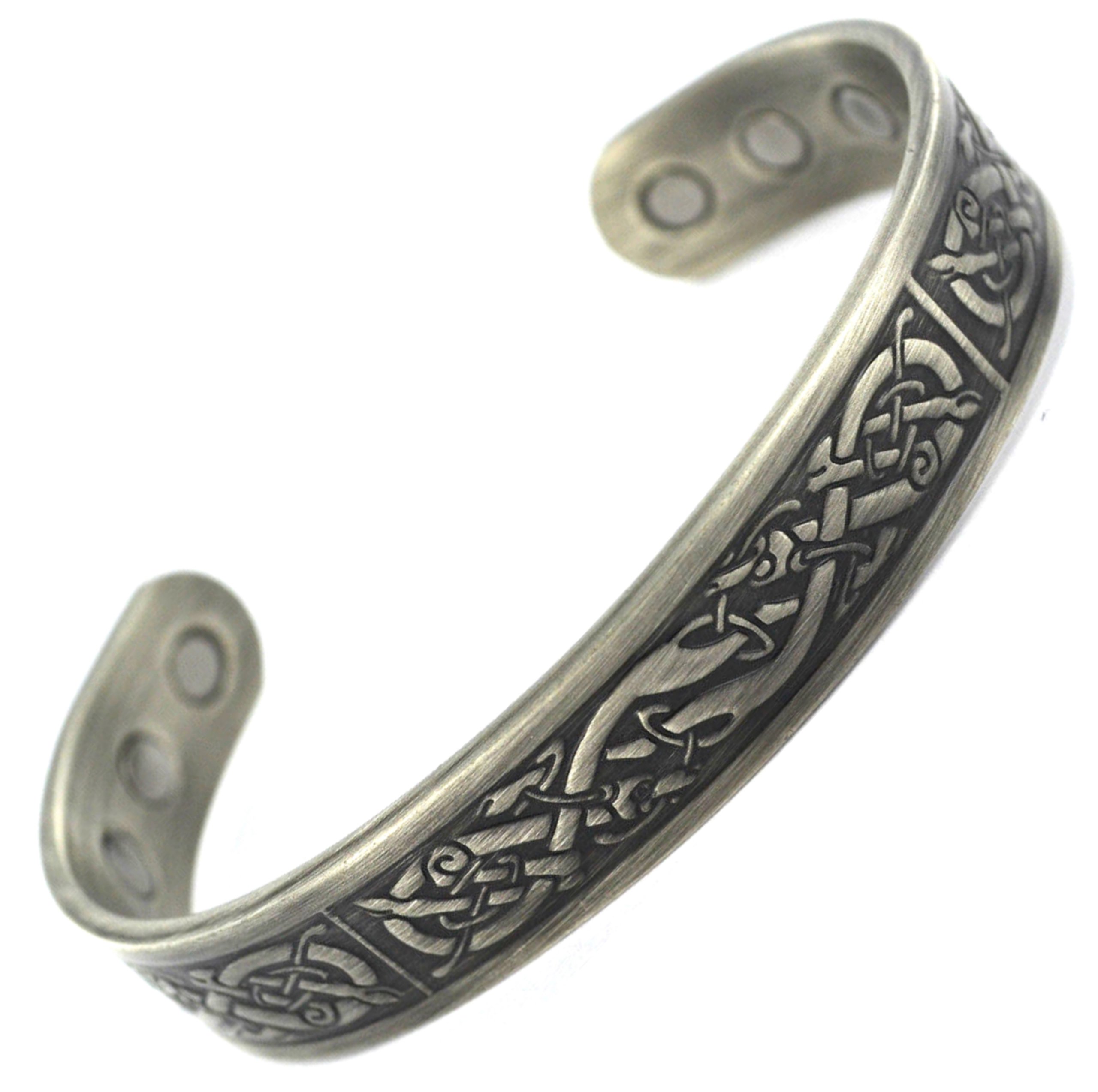 MAGNATURAL® Pure Copper Magnetic Bracelet Bangle Pewter 6 Powerful Magnets Celtic- Quality Strong Cuff Wrist Band for Women Ladies Mens