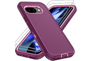 Pilaru for Google Pixel 9a Case, Pixel 9a Case with 2Pcs HD Screen Protector, Military Grade 3 in 1 Shockproof/Dustproof/Drop Proof Military Grade Protective Case for Pixel 9a-Purple
