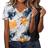 Zeagoo Short Sleeve Shirts for Women Casual Soft V Neck Basic Tee Tops Summer Outfit Clothes
