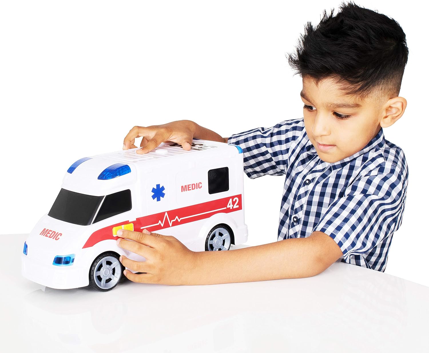 Teamsterz Mighty Machines Large Ambulance, Blue - Image 3