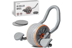 DMoose Fitness Ab Roller Wheel with Elbow Support & 2 Knee Pads - Abdominal Exercise Trainer for Core Strength Training - Ultimate Abs Workout Equipment for Home and Gym - Ab Machine for Men & Women