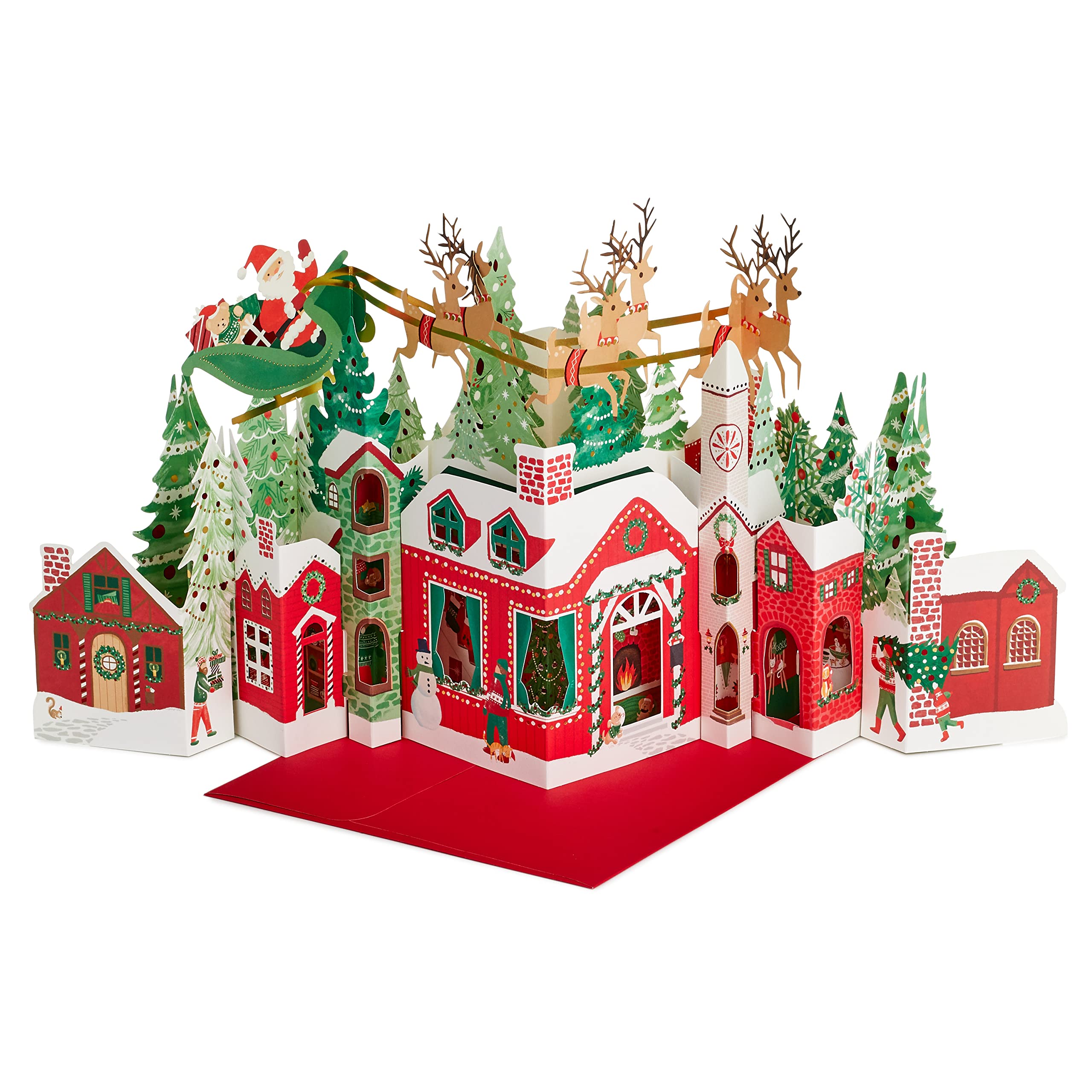 Hallmark Paper Wonder pop-up Jumbo Christmas Card, Santa and Sleigh Scene Design, Multicoloured