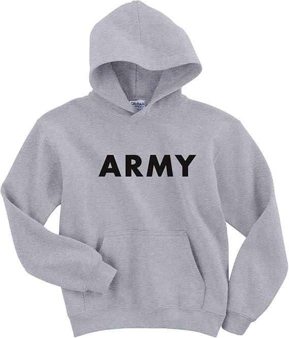 Youth Army Hooded Sweatshirt in Gray Athletic Hoodies