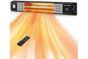 SUNGDOGIN Patio Heater, 1500W Outdoor Infrared Heater, Wall Mounted Electric Heater w/Remote, 24H Timer, Overheat Protection, 3 Modes, Waterproof for Porch Gazebo Restaurant Balcony Garage Indoor Use