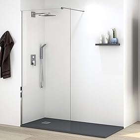 Mampara Ducha FIJA Frontal 1 Fijo ANTICAL INCLUIDO - EstiloBaño© NEW YORK- TRANSPARENTE 8 mm - panel ducha fijo cristal templado - 100 cm (intervalo 97-99) Disponible 70, 75, 80, 90, 100, 110,120 