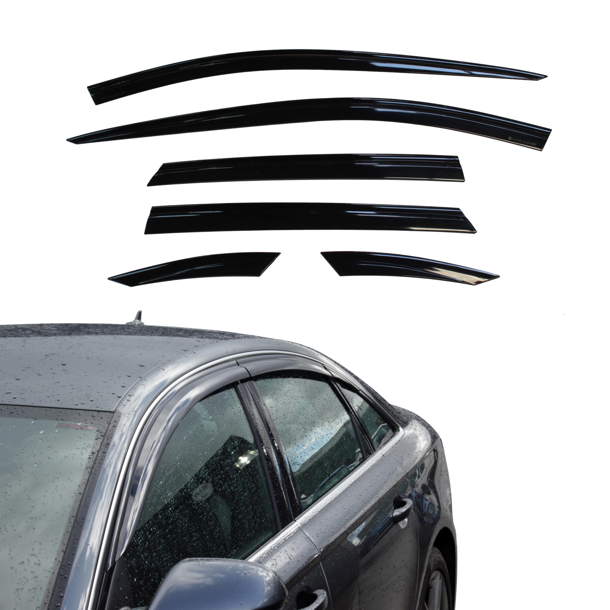 AUTO CLOVER Wind Deflectors Set for Audi A6 2011-2018 (6 pieces)