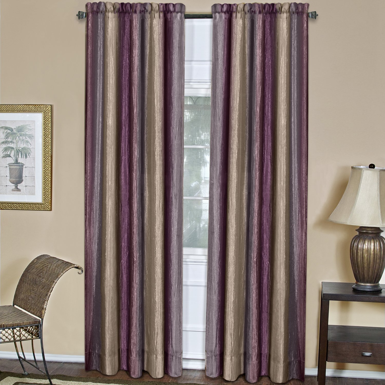 Ombre Panel Light Filtering Semi-Sheer Window Curtain - 84 Inch Length, 50 Inch Width - Aubergine - Light Filtering Soft Polyester Drapes for Bedroom Living & Dining Room by Achim Home Decor — image 1