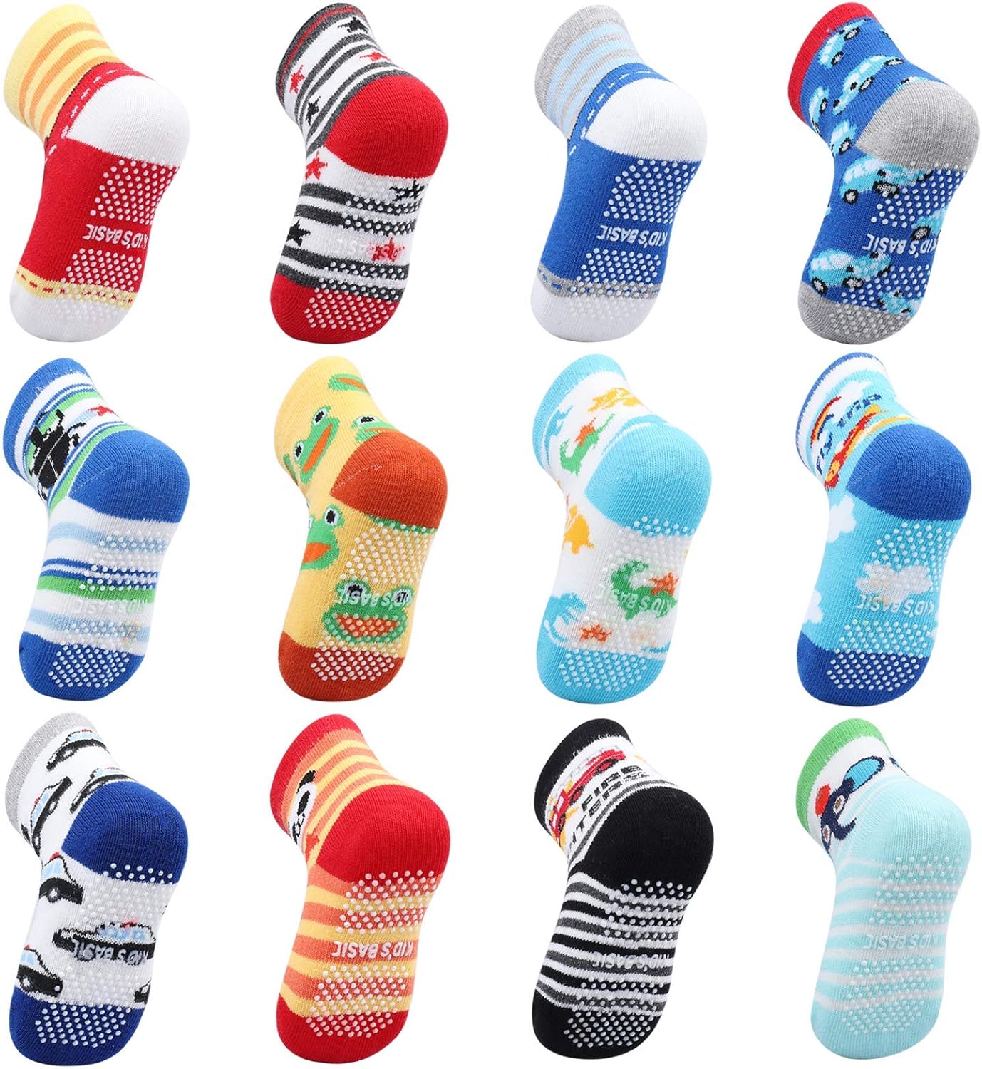 12 Pairs Baby Socks Boy and Girl Socks Infants Toddler Non Skid Socks
