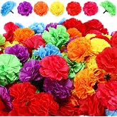 WILLBOND 140 Pcs Marigold Flowers Head Decor,2 Inch,Multi Color | Mexican Day of The Dead Marigold Artificial Flower, Halloween Garland Decor, Diwali Indian Decor, DIY Wreath Garland Craft