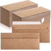 Jutom 500 Pcs Kraft Envelopes Letter Size Bulk #10 Business Strong Sealed 4-1/8 x 9-1/2 in Flap Office Printable Mailing Envelopes Windowless Invisible (Brown)