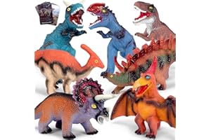 SUGFUT 7 Piece Jumbo Dinosaur Toys with Dinosaur Cards for Kids Big Dinosaur Toys for Boys Large Dinosaur Toys for Kids 3-5 - Perfect Dinosaur Gifts for Kids
