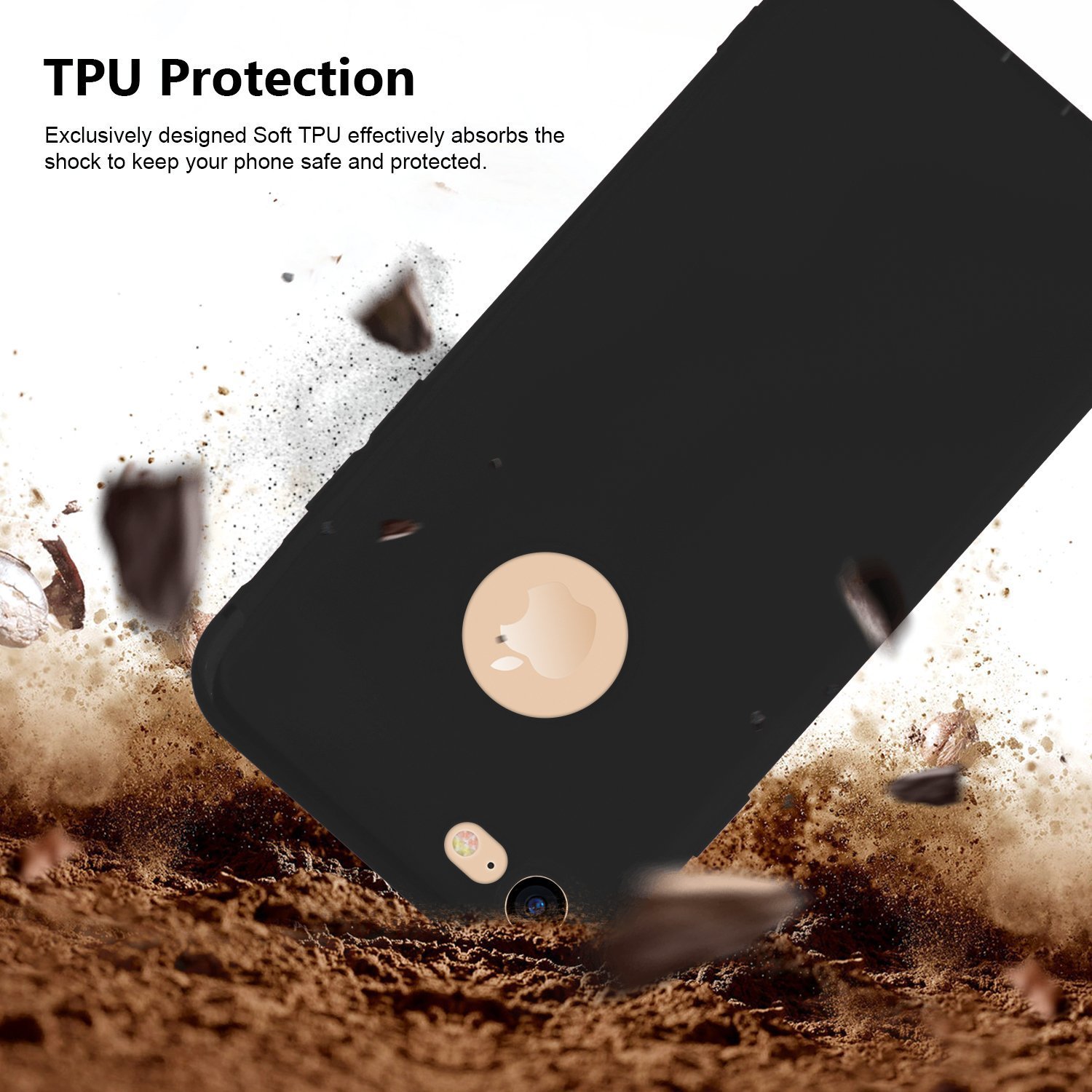 iPhone 7 Case Rubber Ultra Thin Slim Shockproof Soft Cover Lightweight Rubber Case for Apple iPhone 7 - Black