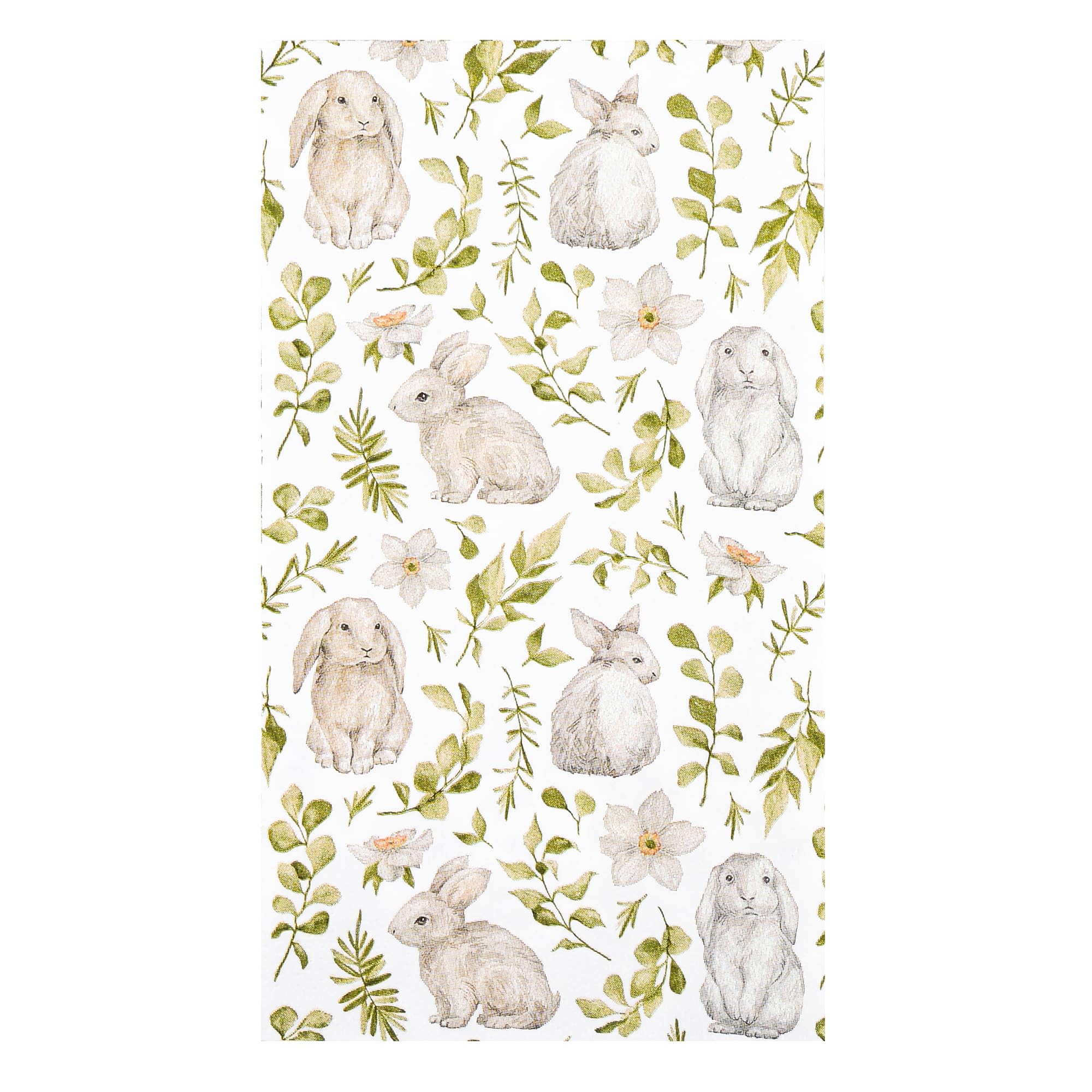 Photo 1 of 100Pcs Easter Party Napkins Bunny Rabbit Disposable Paper Guest Napkins Watercolor Cute Rabbits and Eucalyptus Flowers Leaves Hand Towels for Spring Lunch Dinner Kitchen Bathroom