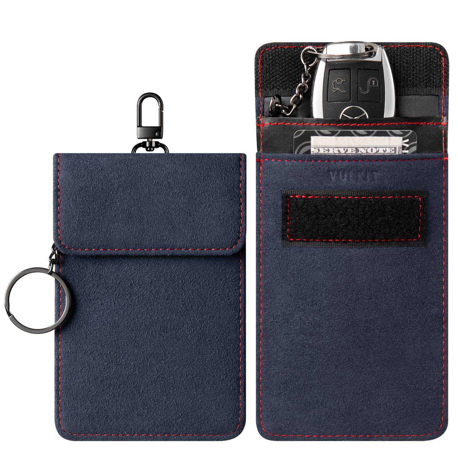 VULKIT 1 Pack Faraday Pouch for Key Fob, Car Key Signal Blocking Bag with Hook and Keyring RFID Anti-Theft Faraday Key Fob Protector