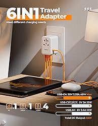 TESSAN Universal Travel Adapter, GaN 65W