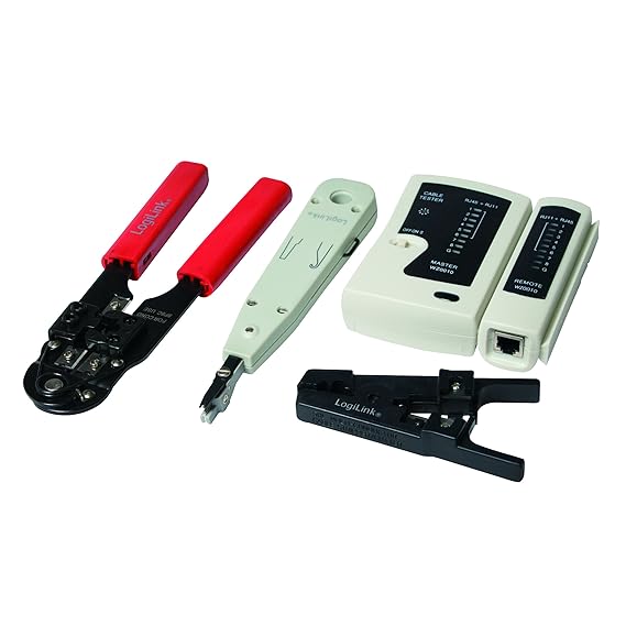 LogiLink WZ0012 5in1 Netzwerk Werkzeug Set für RJ11, RJ12, RJ45 inkl. Tasche