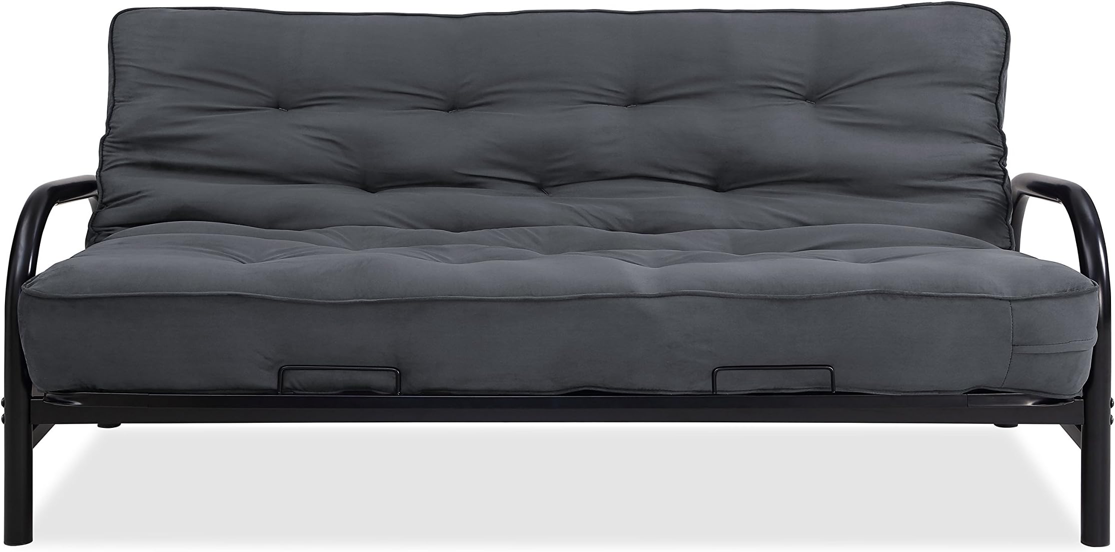 Sofas 2 Go Dallas Black Futon Frame W/ 6" Innerspring Futon Futon Frame with Mattress One Size Grey