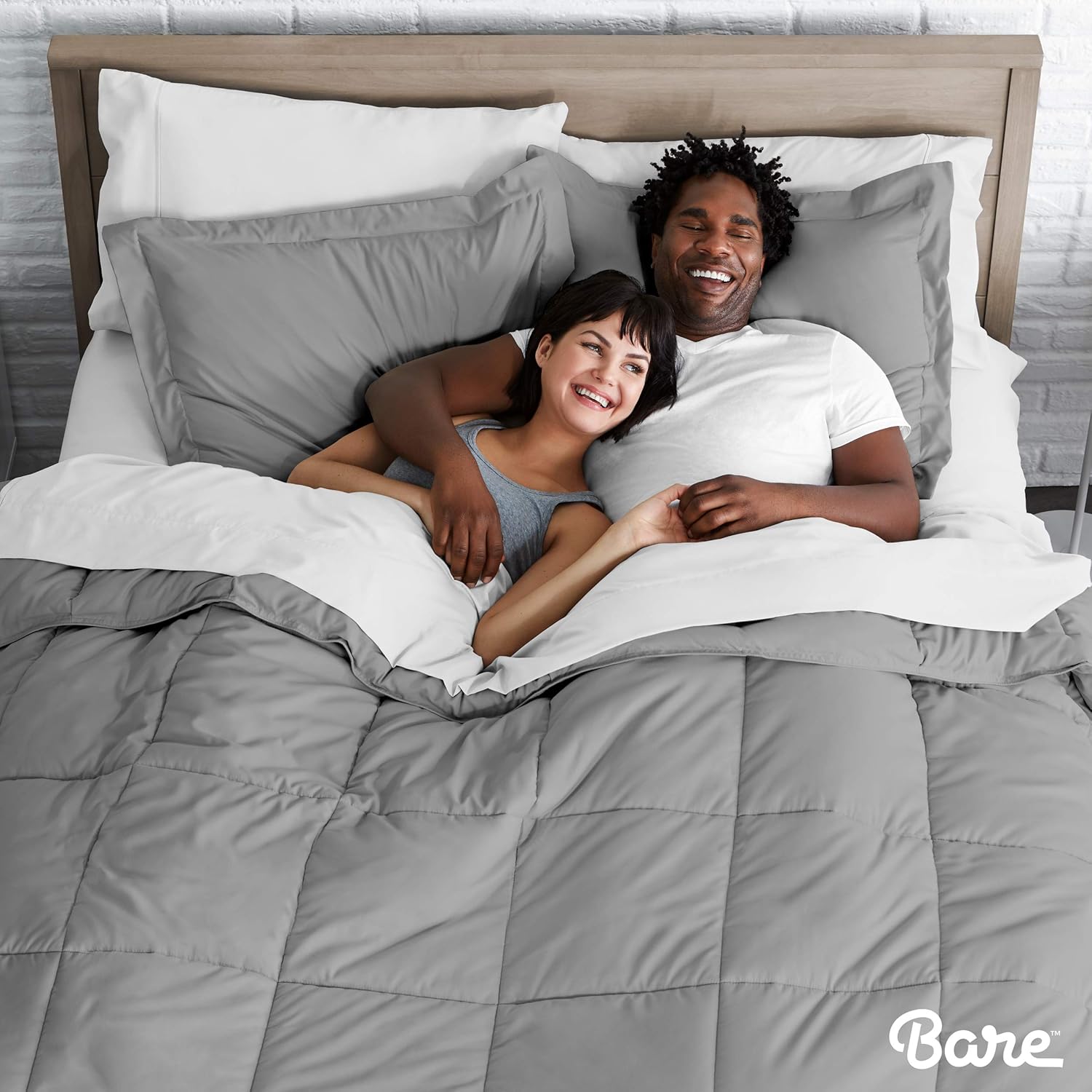 Bare Home Comforter Set - Queen Size - Goose Down Alternative - Ultra-Soft - Premium 1800 Series - Hypoallergenic - All Season Breathable Warmth (Queen, Light Grey): Home & Kitchen