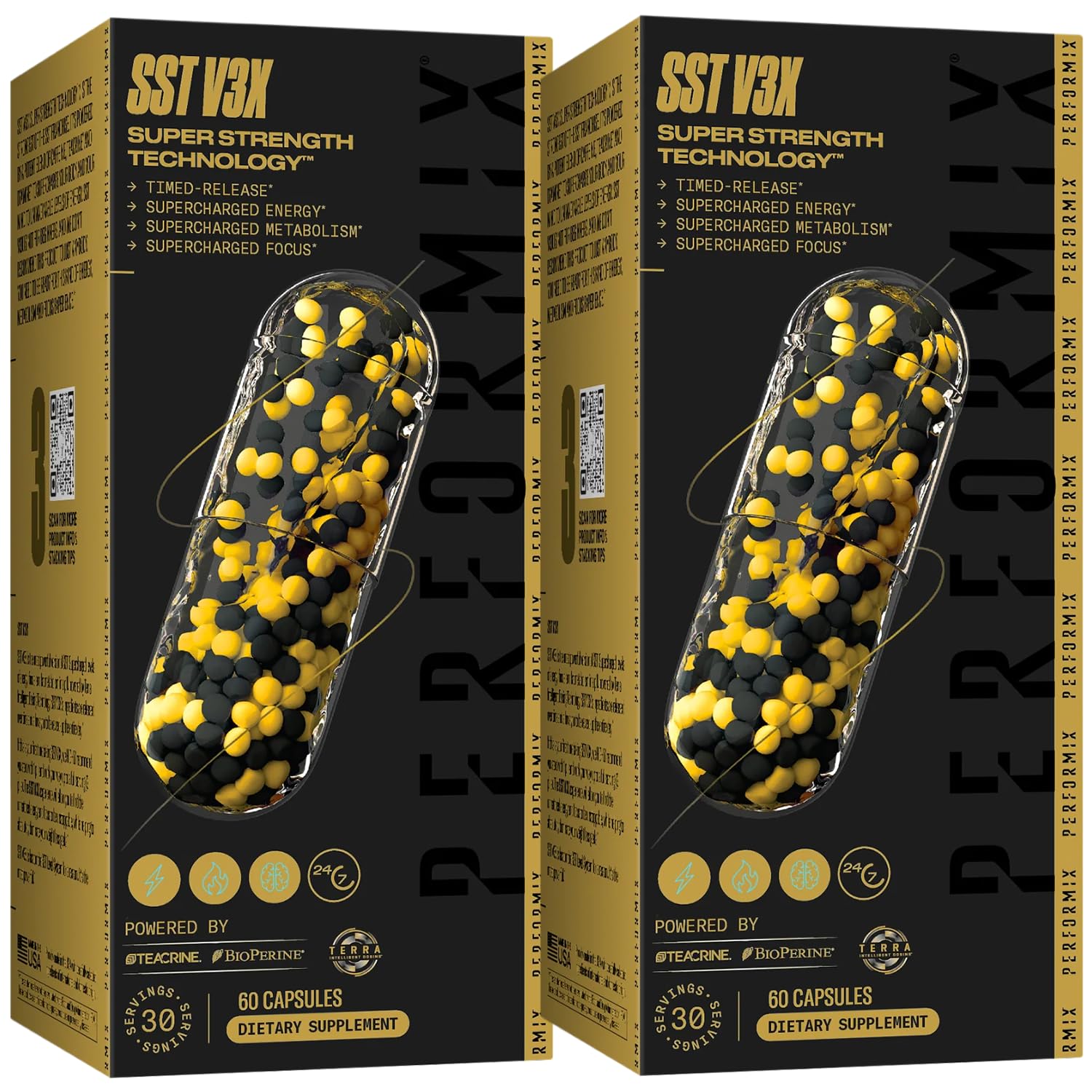 PERFORMIX - SST V3X - Pre Workout - 350 mg Caffeine - Energy Supplements - No Crash - Fitness Goals - Nootropic - Timed-Release for All Day Focus, Mood & Energy Boost - Men & Women - 120 Capsules