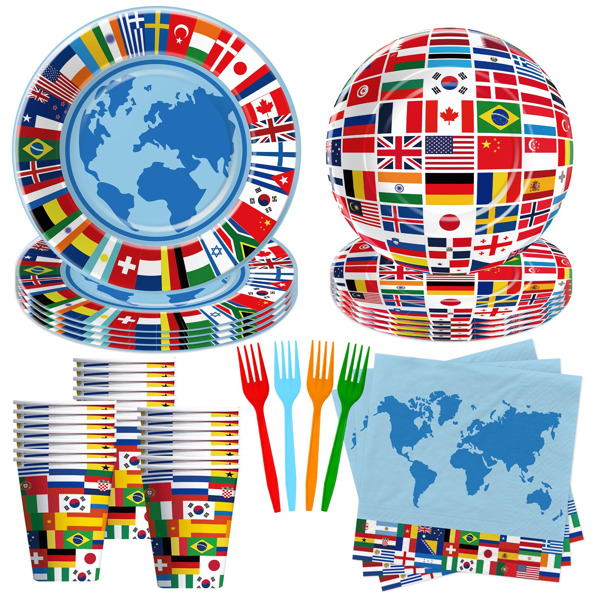 Photo 1 of **CUPS ONLY** APOWBLS International World Flags Decorations Tableware - Olympic Decorations Party Supplies Serve 24