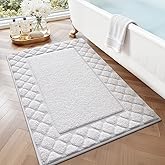 LUMI Bathroom Rugs, Ultra Soft Absorbent Bath Mat for Shower, Non Slip Washable Bath Rugs with Rubber Backing, Microfiber Plush Quick Dry Floor Mat for Bathtub, Floor, White, 17x30