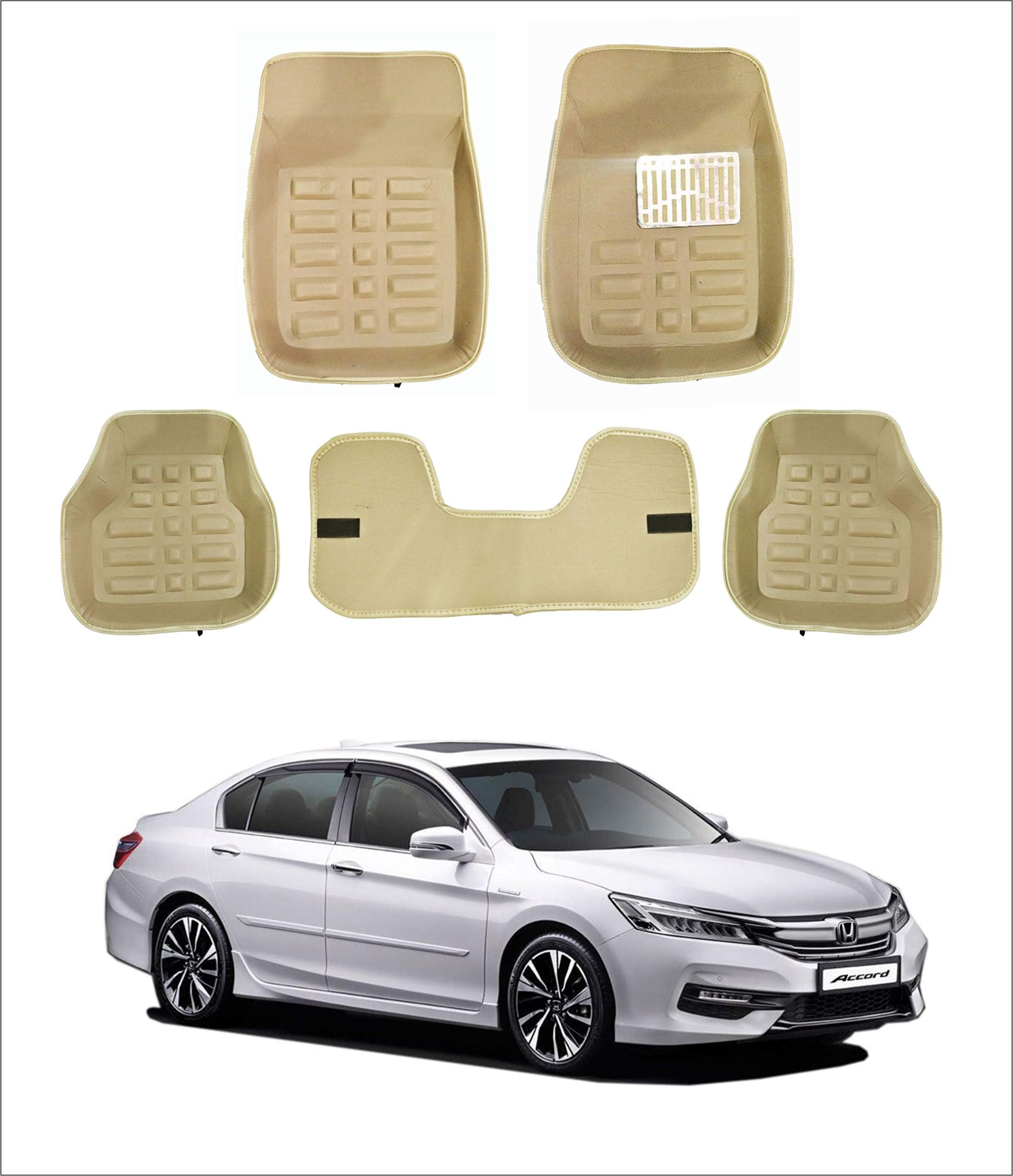 Neeb Traders 4D Car Floor Mats | for (Honda Accord) Beige/Cream Color Set of 4