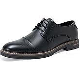 Jousen Men's Dress Shoes Classic Lace-Up Formal Oxfords | Cap Toe Smooth Pu Upper Wedding Breathable Lightweight Comfortable Dress Shoes for Business and Casual