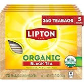 Lipton Organic Black Tea Bags, 360 Count (72ct 5-Pack) | 360-Ct. Individually Wrapped Lipton Organic Black Tea Bags with Caffeine. Rainforest Alliance Certified served Hot or Iced