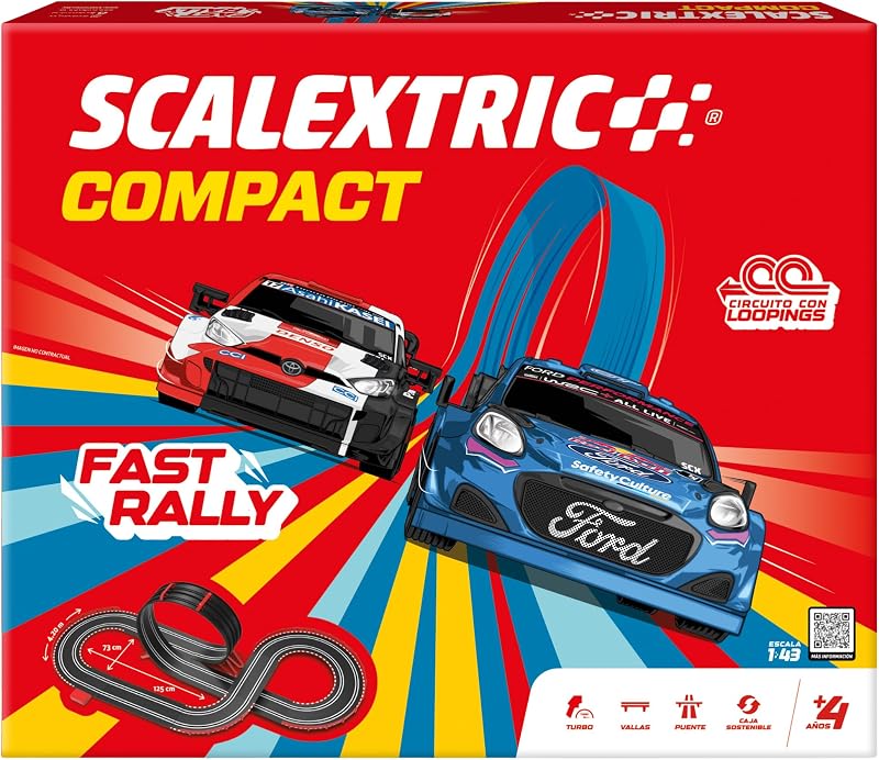 - Circuito compacto - pista completa - 2 carros incluídos - Escala 1:43 (circuito compacto de rali rápido)