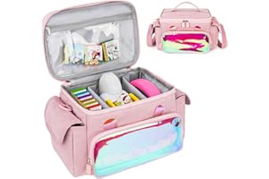 Jaffzora Carrying Case Fit for Little Tikes Story Dream Machine Starter Set, Cute Storage Bag Compatible with Toniebox, Storypod Audio Player and Accessories, Pink (Bag Only)