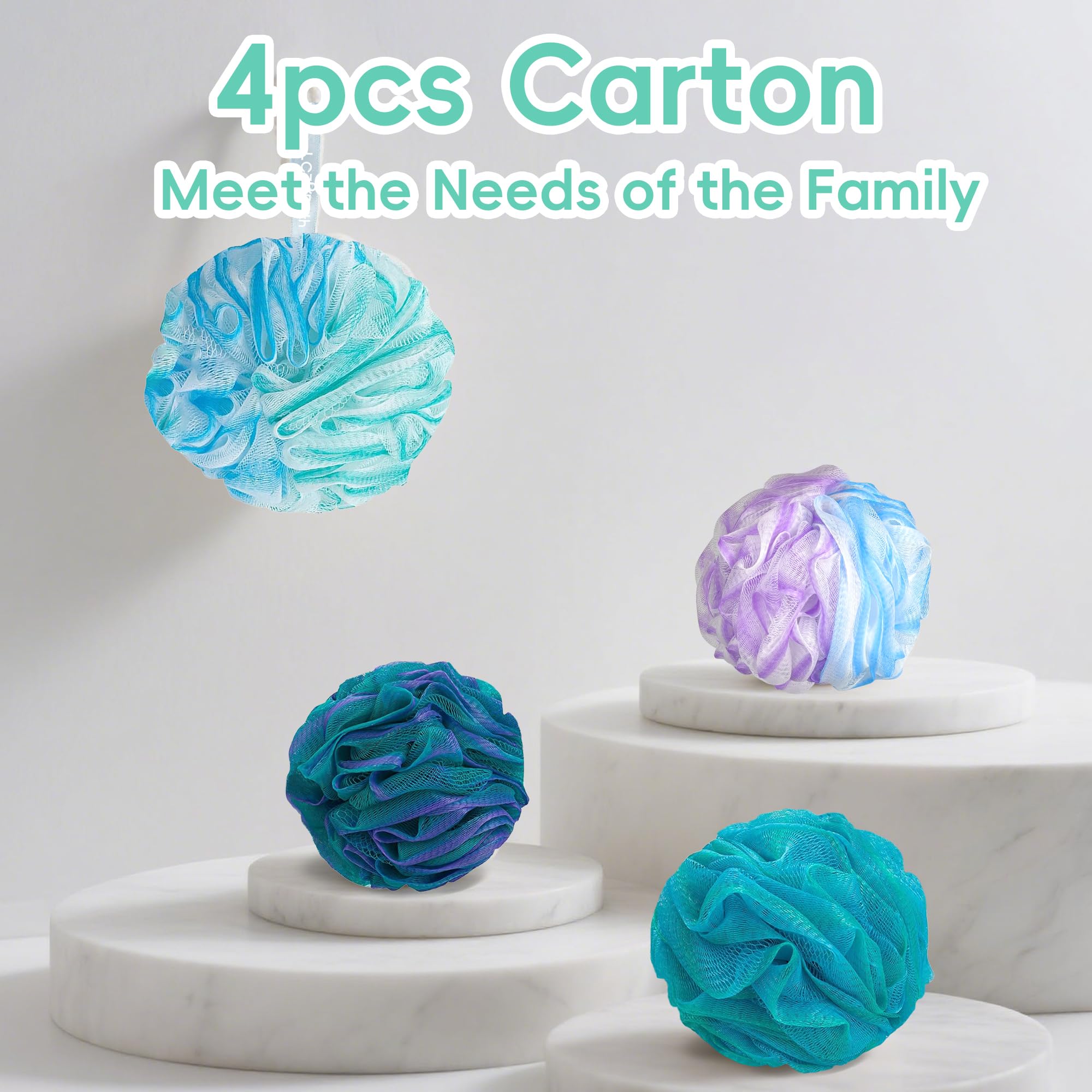 LCZLBath Loofah 4 Pack 75g Extra Large Loofa Set Soft Bath Sponge Thick Body Wash Puffs for Shower