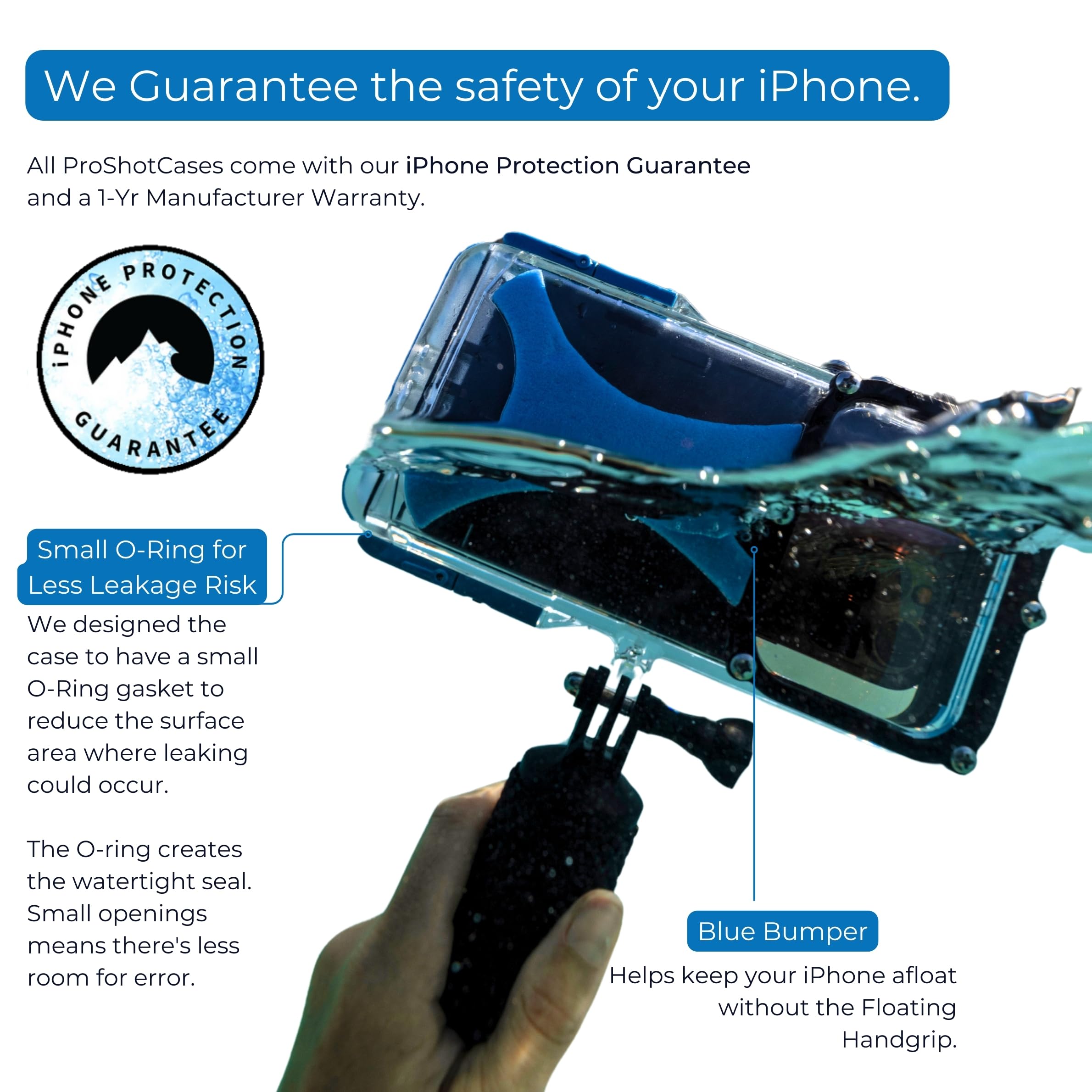 ProShot Dive - Underwater iPhone Housing Rated 130ft/40m Waterproof iPhone Case for iPhone 6s - iPhone 15 Pro Max, Compatible with iPhone ONLY