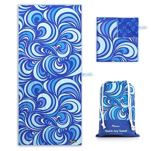 Diveblues Microfiber Beach Towel Fast Drying, Extra Large 79" x 57" Sand Free Beach Towel Super Lightweight Towels for Swimming Pool, Camping, Picnic, Yoga Gym Sports