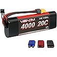 Venom Drive Series 20C 2S 4000mAh 7.4V LiPo Battery - Includes 12 AWG Soft Silicone Wire Connector, Patented Universal Plug/Adapter System Compatible with Deans, Traxxas, and EC3 Plug Types