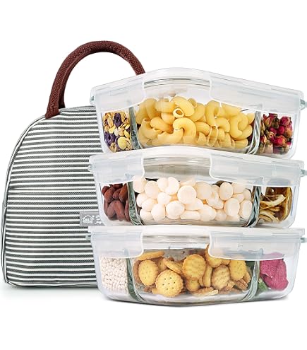 Amazon.com: DAS TRUST 3 Pack Bento Box Glass Meal Prep Containers