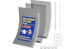 LPLSWYB 3-Flap Large Dog Door Replacement Insulated Flap with Clamp, Back Plate and Screws, Compatible with Large PetSafe Extreme Weather Aluminum Pet Door, PAC11-11039 10 1/8" X 16 7/8" (Smoky Translucent)