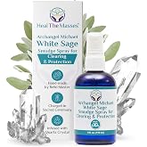 Heal the Masses White Sage Spray: White Sage Smudge Spray for Clearing and Protection - Smokeless Liquid Smudging Spray Infused with Quartz Crystals - Negative Energy Cleansing Mist - 4 Fluid Ounces