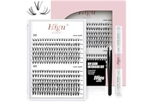 HIGU CLACE DIY Eyelash Extension Kit, 240 Pcs Lash Clusters individual Cluster Lashes with Super Hold Mascara Brush Bond and Seal Eyelash Glue and Lash Applicator eyelash cluster extensions Set (30+40D Kit)