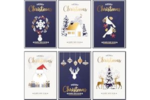 LLYZZ 30 Pack Boxed Christmas Cards with Envelopes and Stickers, 4 x 6 Inch, Holiday Greeting Cards Set, Assorted Xmas Cards with Warm Messages Inside for Friends and Family (Christmas)