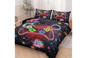 NINENINE Gamer Bedding Sets Twin Comforter Sets for Boys 5PCS Gaming Bedding Sets for Boys Black Bedding Comforter Sheet Set(1Comforter, 1Flat Sheet, 1Fitted Sheet, 2Pillowcases)…