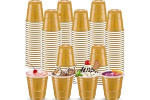 cssopenss 120 pcs Gold Shot Cups gold Plastic Shot Glasses 2 oz Happy New Year shot glasses disposable for drinking Tastings 