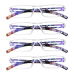 LifeArt 4 Pairs Reading Glasses, Blue Light