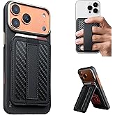PIXPROUT For MagSafe wallet with Grip, phone wallets, Magnetic wallet for iPhone 17/16/15/14/13/12 series, Only 1-2 cards, carbon fiber wallets, RFID Blocking, (BLACK)