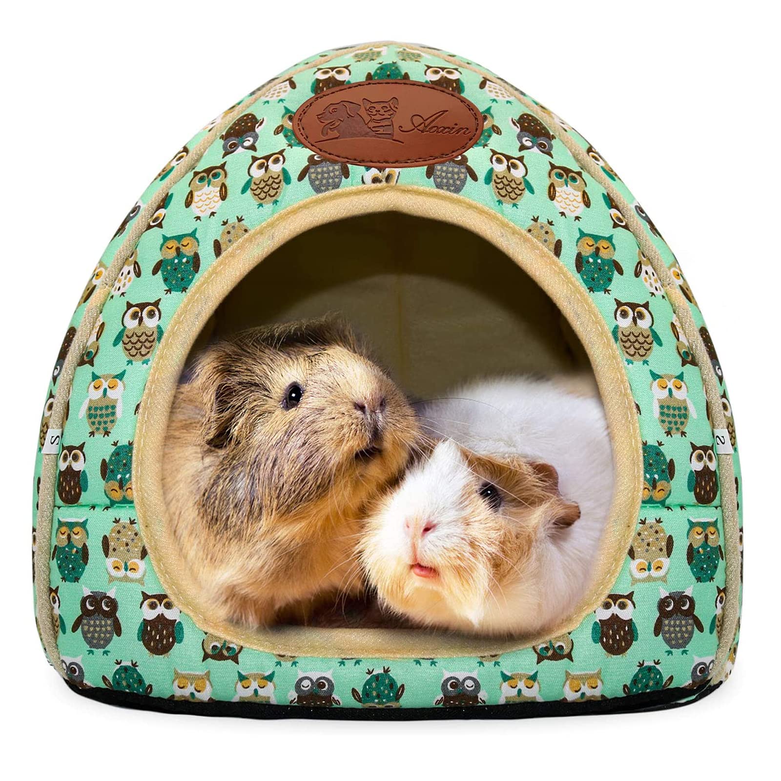 RANYPET Guinea Pig Bed, Cave Cozy Hamster House Large Hideout for Guinea pig Ferret Hedgehog Chinchilla Bearded Dragon Winter Nest Hamster Accessories Green
