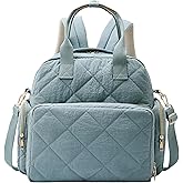 Tristan Home Quilted Diaper Bag Backpack – Insulated Bottle Pockets, Maternity Hospital Travel Bag for Moms (Muted Blue)