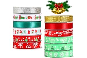 IEFOAH Christmas Ribbons for Gift Wrapping 60 Yards Grosgrain Ribbon Silver Gold Glitter Ribbon for Christmas Wreath Bows Ribbon Craft Decoration
