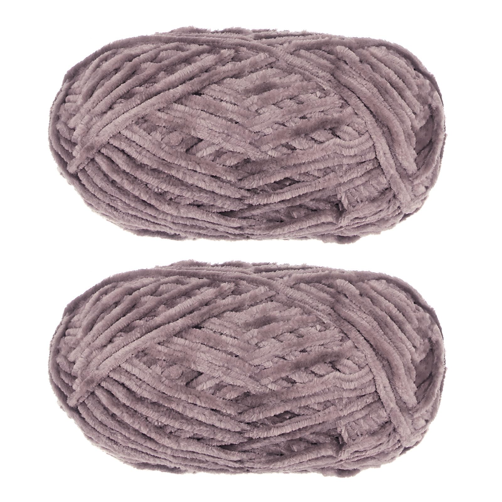 uxcell 2Skeins Velvet Chenille Yarn 2x100g/7.1oz 174 Yards Total Length #6 Super Bulky Polyester Soft Blanket for Knitting Weaving Bag Scarf, Brown