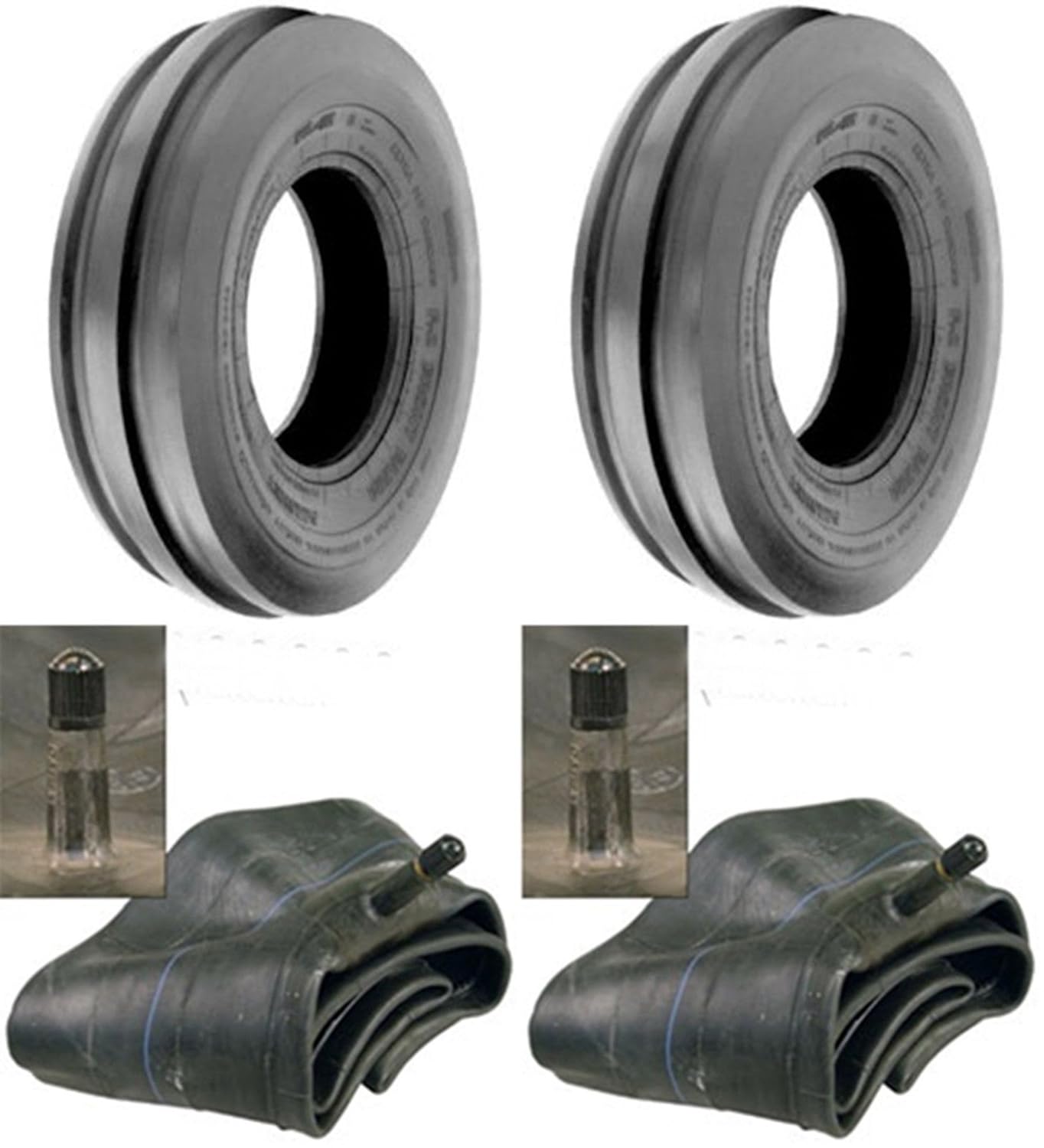 LOT OF TWO (2) 4.00-8 4.00x8 Air Loc Tri Rib (3 Rib) Tires with Tubes