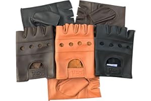 Prime Leather Real Leather Finger Less Gloves with Knuckle Holes Cycle, Biker, Gym, Cycling, Driving Body Building, Weight Lifting, Wheelchair Leather Glove Colour: Brown, Black and Tan 503